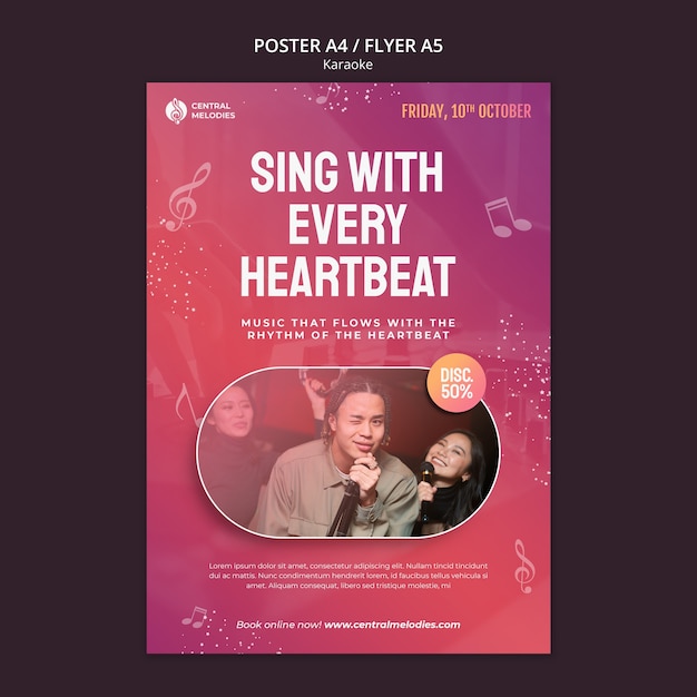 Gradient Karaoke Party Poster Template – Free Download