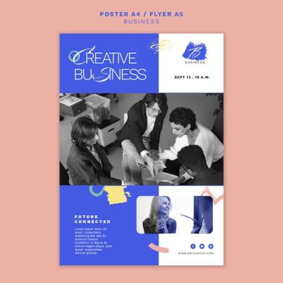 Flat Design Business Strategy Poster Template – Free Download