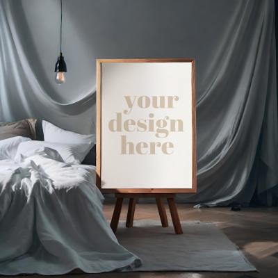 Contemporary Artwork Showcase: Framed Poster Mockup Interior Render – Free Download