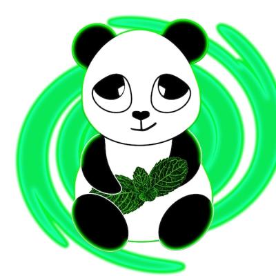 Cute Panda Sticker on Green Background – Free Download