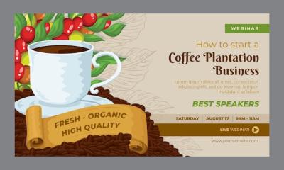 Hand Drawn Coffee Plantation Vector Template – Free Download