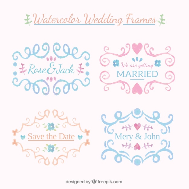 Watercolor Wedding Frames Pack – Free Download