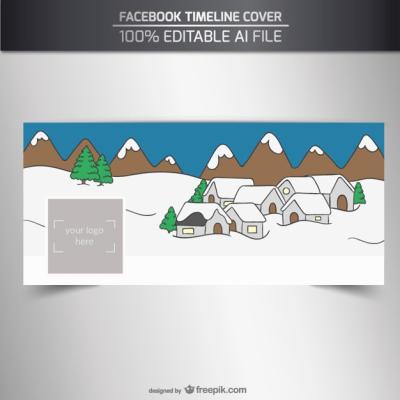 Snowy Village Facebook Cover – Free Download