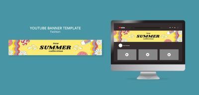 Flat Design Fashion YouTube Channel Art Template – Free Download