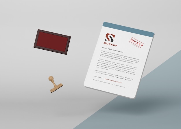Floating Paper Mockup and Stamp – Free Download