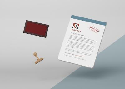 Floating Paper Mockup and Stamp – Free Download