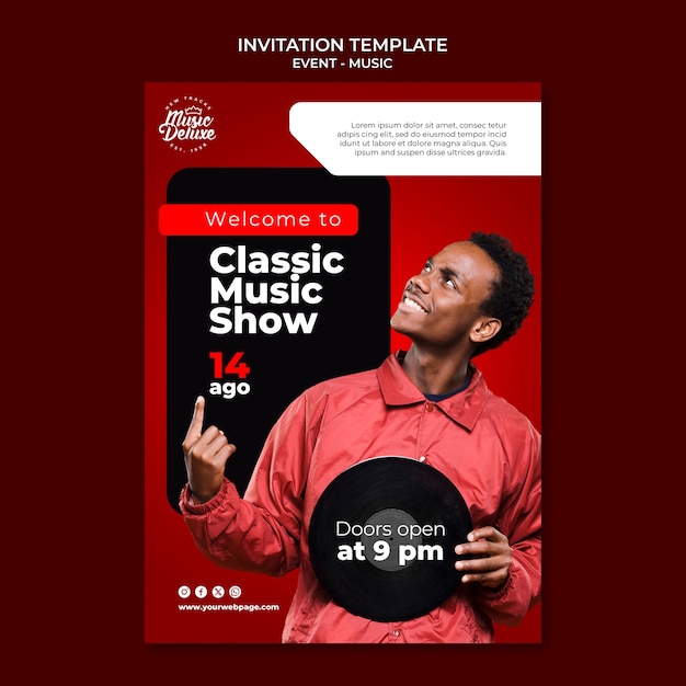 Realistic Music Event Invitation Template – Free Download