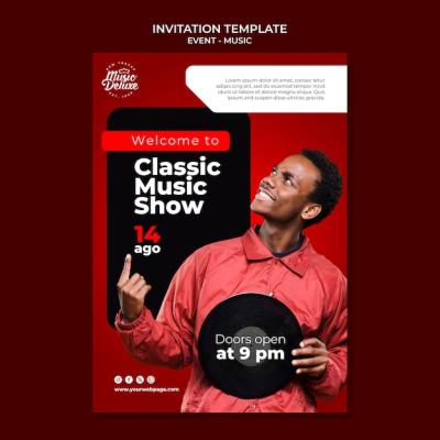 Realistic Music Event Invitation Template – Free Download