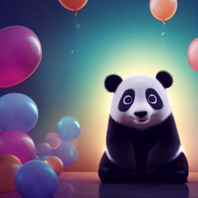 Cute Baby Panda Bear with Big Eyes 3D Rendering Cartoon Illustration – Free Download