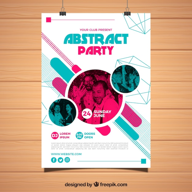 Abstract Party Poster Template Featuring Geometric Shapes – Free Download