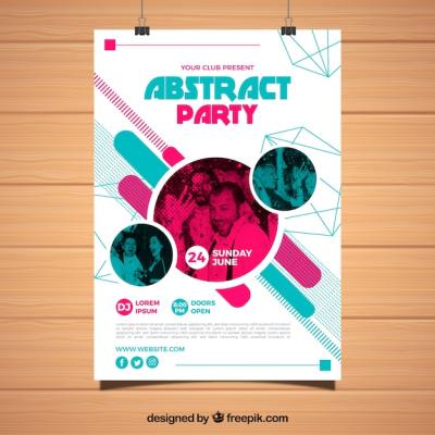Abstract Party Poster Template Featuring Geometric Shapes – Free Download