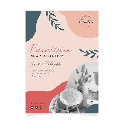 Hand Drawn Furniture Collection A5 Flyer Template – Free Download