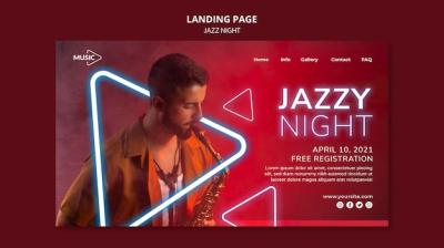 Neon Jazz Night Event Landing Page Template – Free Download