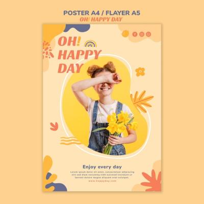 Happy Day Concept Poster Design – Free Stock Photo Download