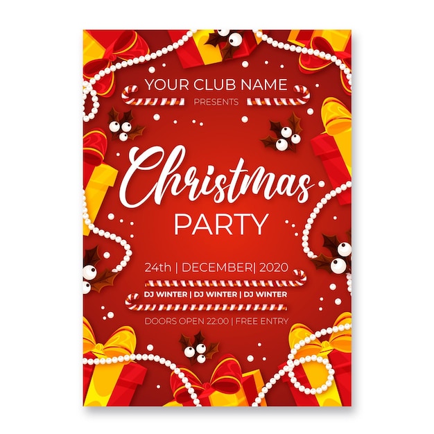 Flat Design Christmas Party Flyer Template – Download Free Stock Photo