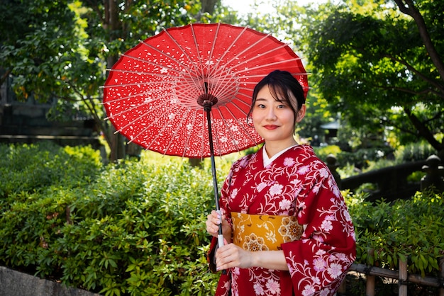 Side View of a Woman Holding a Wagasa Umbrella – Free Stock Photo, Download for Free