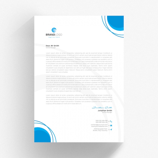 Creative CV Letterhead Design Featuring Blue Circles – Free Download