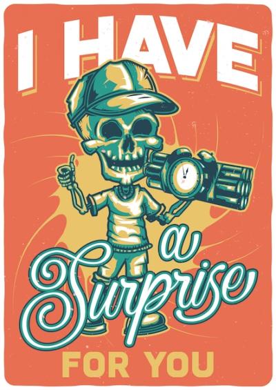 T-shirt or Poster Design Featuring a Skeleton with a Bomb – Free Download