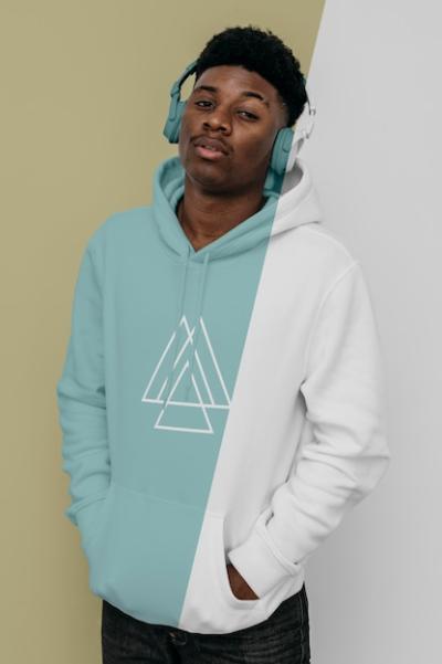 Stylish Man in Hoodie with Headphones – Free Download