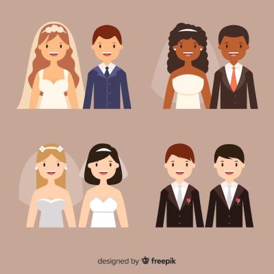 Wedding Couple Flat Design Collection – Free Stock Photo Download
