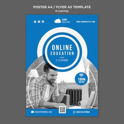 E-learning Vertical Poster Template – Free Download