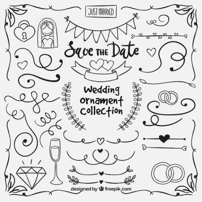 Hand Drawn Wedding Ornament Collection – Free Download