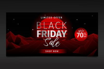 Black Friday Gradient Horizontal Banner Template – Free Download