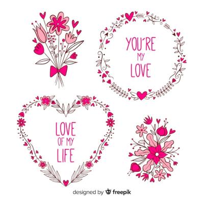 Hand Drawn Valentine Floral Pack – Free Download