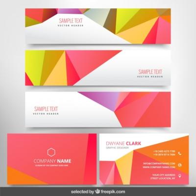 Coral Polygonal Business Stationery – Free Download