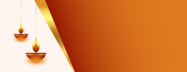 Modern Diwali Web Banner Design Featuring Diya and Text Space – Free Download