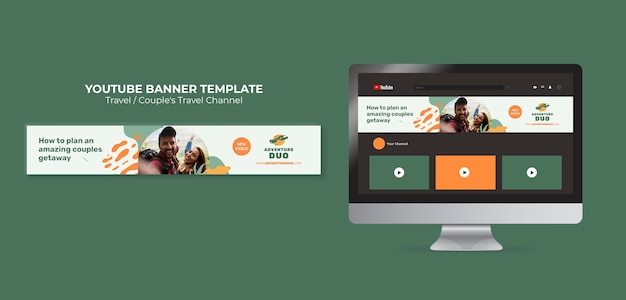 Flat Design Travel Adventure YouTube Banner – Free to Download