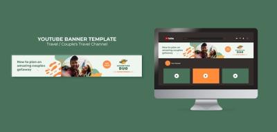 Flat Design Travel Adventure YouTube Banner – Free to Download