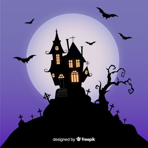 Spooky Flat Design Haunted House – Free Download