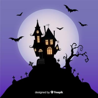 Spooky Flat Design Haunted House – Free Download