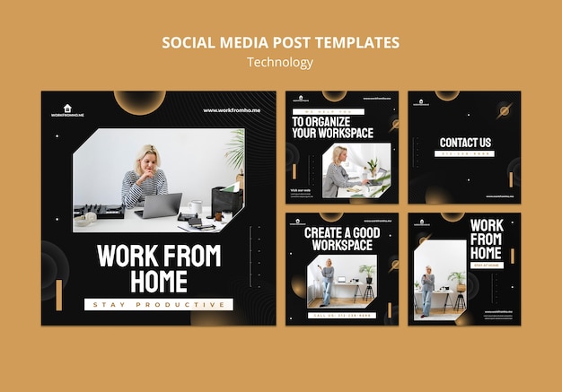 Telework Social Media Post Template – Download Free Stock Photo