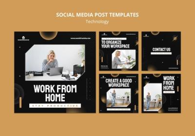 Telework Social Media Post Template – Download Free Stock Photo