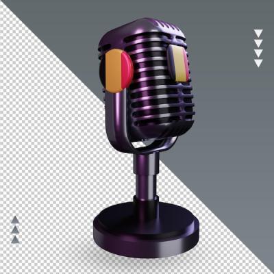 3D Microphone Rendering with Belgium Flag – Free Download