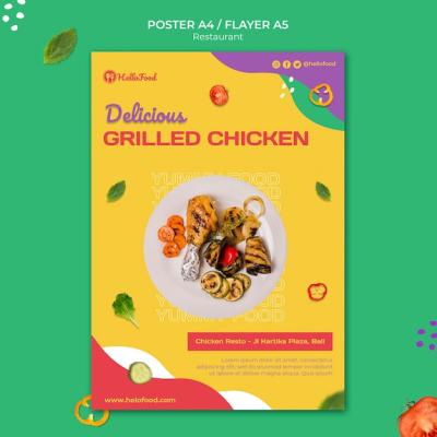 Restaurant Print Template Featuring Eye-Catching Photo – Free Download