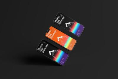 Floating Colorful Smartphone Mockup Showcase for App Design and UI Presentation – Free Download