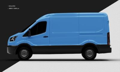 Isolated Realistic Blue Van from Left Side View – Free Download