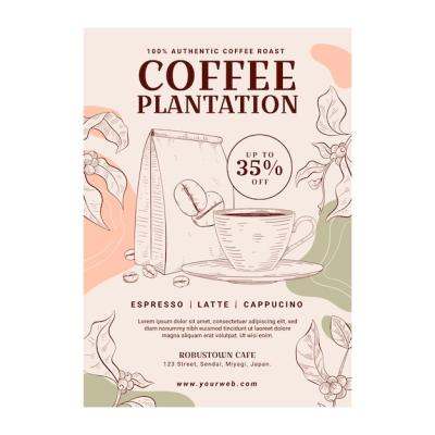Hand Drawn Coffee Plantation Poster Template – Free to Download