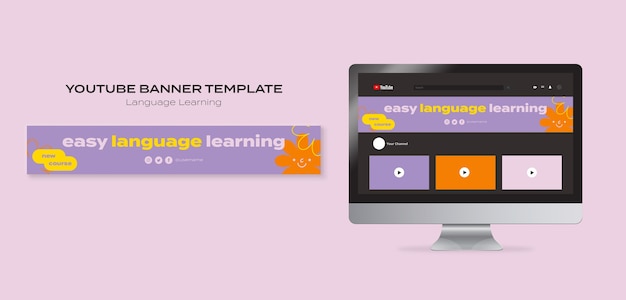 Language Learning Classes YouTube Banner Template – Free Download