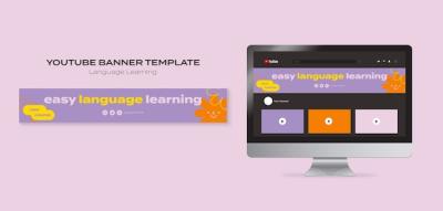 Language Learning Classes YouTube Banner Template – Free Download