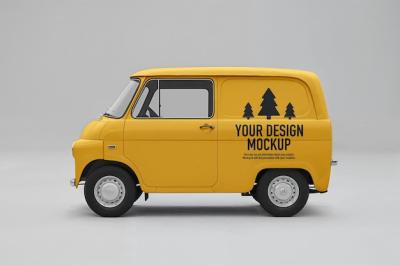 Yellow Van Mockup with Design Space – Free Download