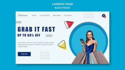 Black Friday Landing Page featuring Woman and Triangles – Free Download