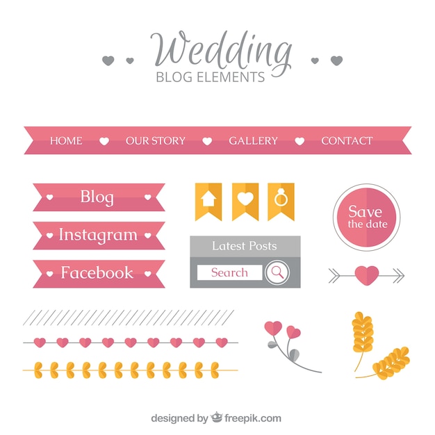 Wedding Blog Elements in Flat Design – Free Stock Photo, Download Free