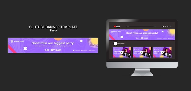 Dance Party YouTube Banner Template – Free Download