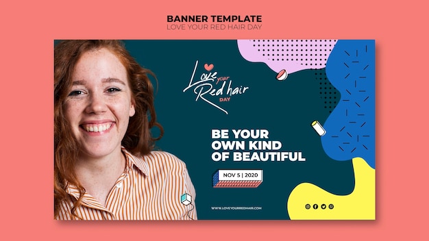 Red Hair Day Concept Banner Template – Free Download