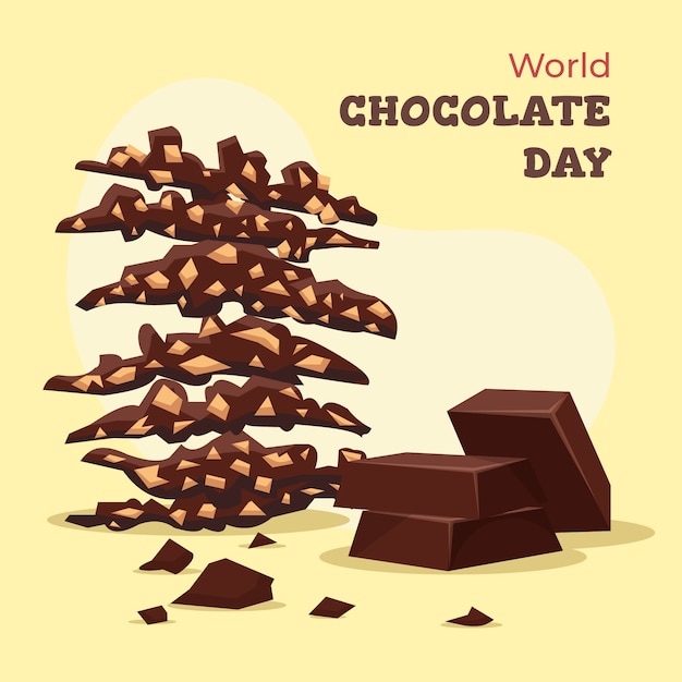 Flat World Chocolate Day Illustration Featuring Delicious Chocolate Treats – Free Download