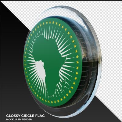 African Union Realistic 3D Textured Glossy Circle Flag – Free Download